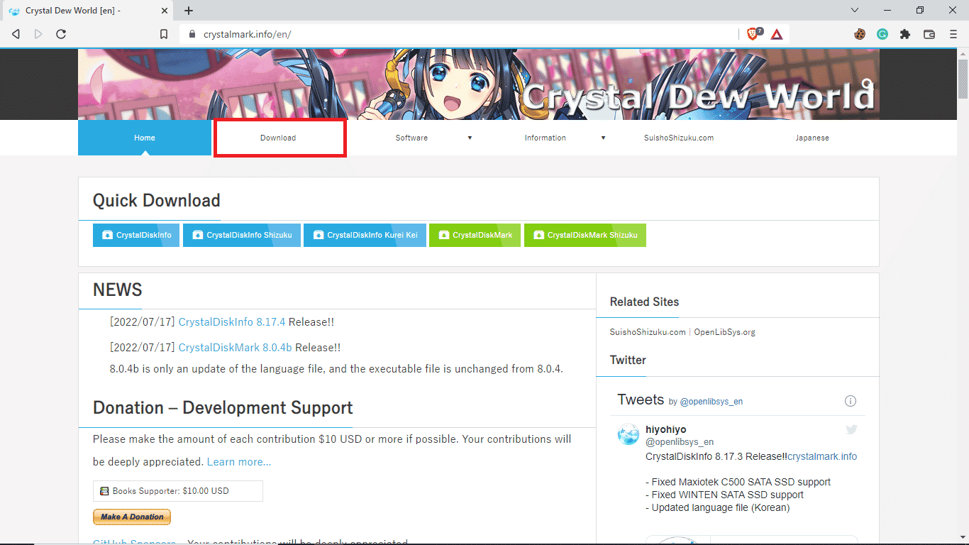 Click on download menu