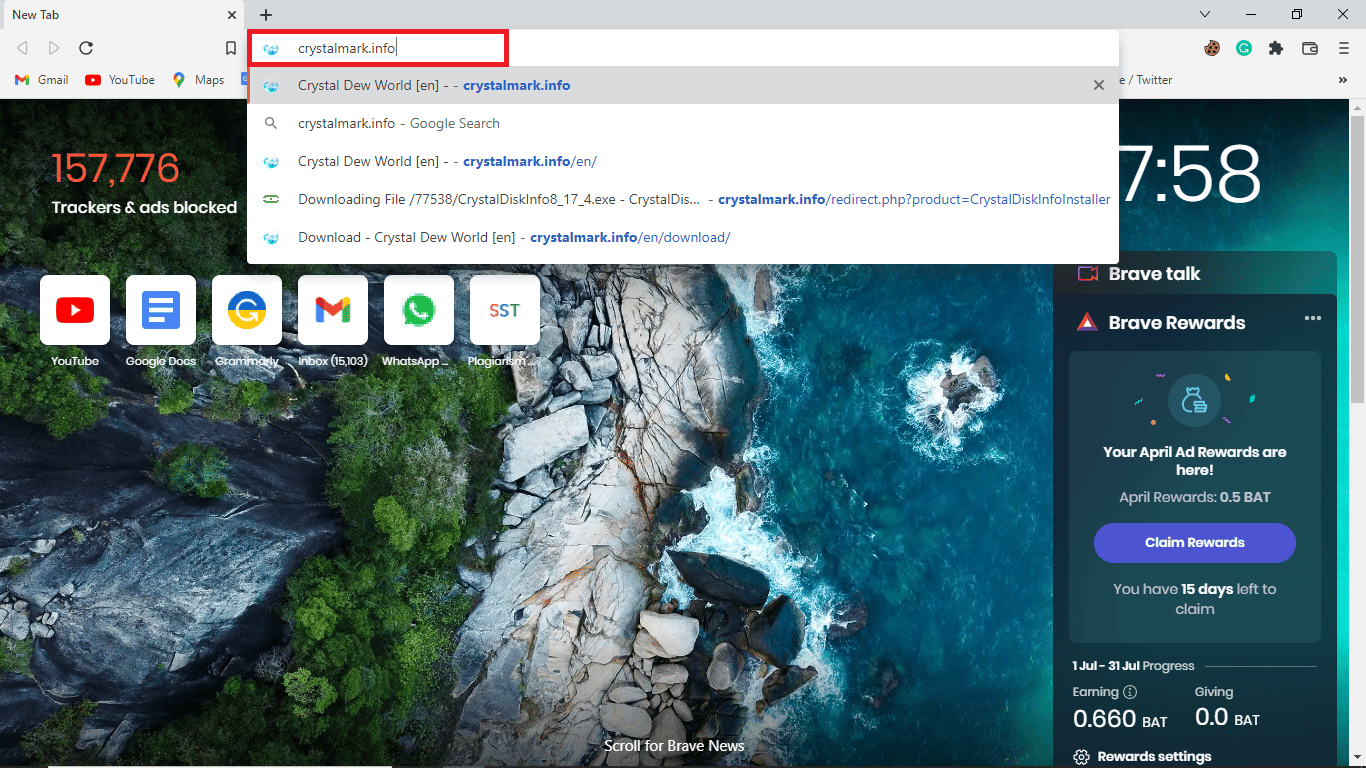 in the search bar type crystalmark.info
