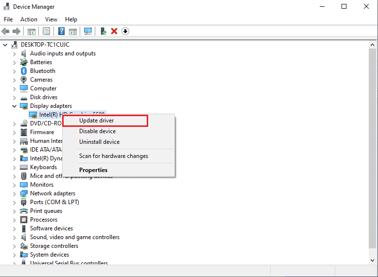 click on update driver