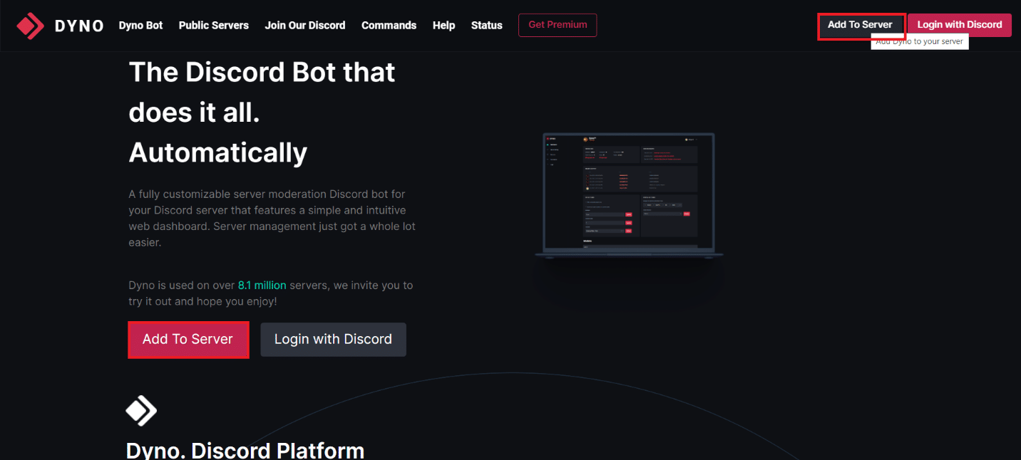 click on the Add to Server button