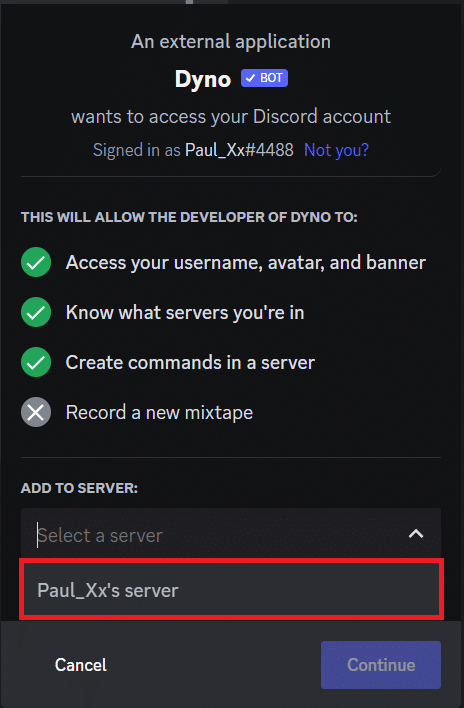 Select a server to add the Dyno bot to. How to Warn Someone on Discord