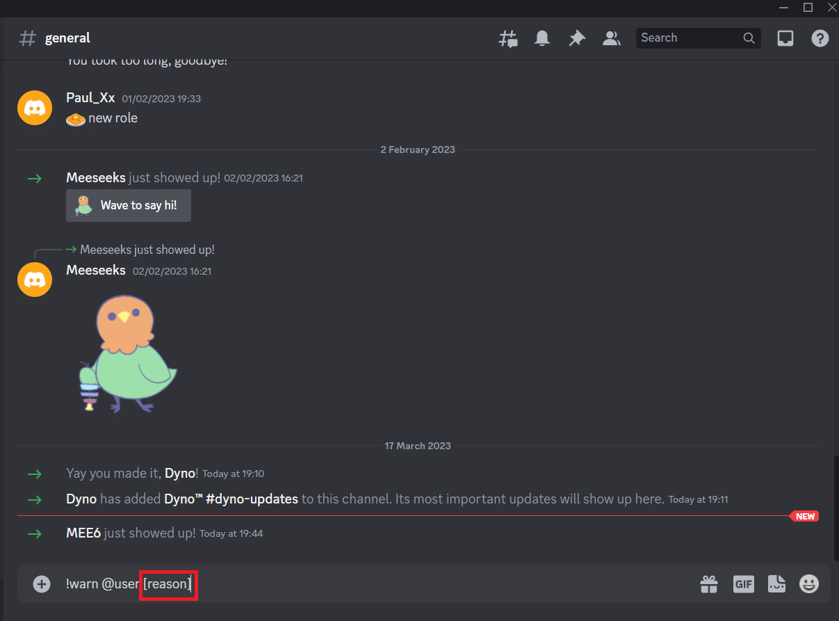 Replace the reason with the reason for the warning. How to Warn Someone on Discord