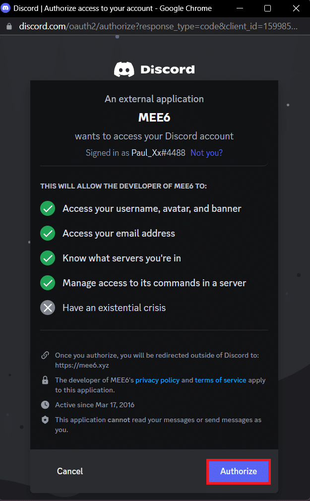 Click on the Authorize. How to Warn Someone on Discord