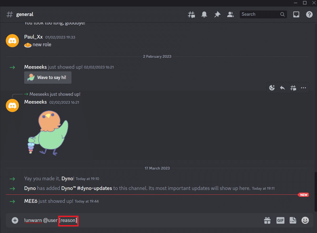 Replace the reason with the reason for the unwarn. How to Warn Someone on Discord