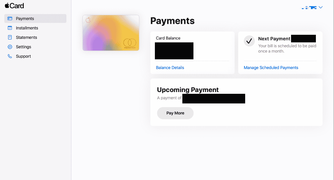 Apple Card account dashboard for the web | How to Remove Credit Card from Apple ID