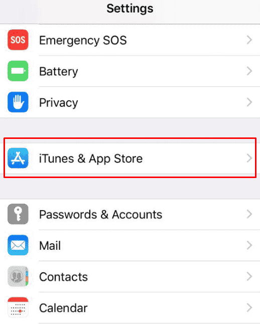  Now navigate to iTunes & App Store and tap on it
