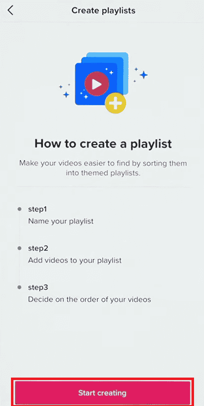 Tap on Start creating