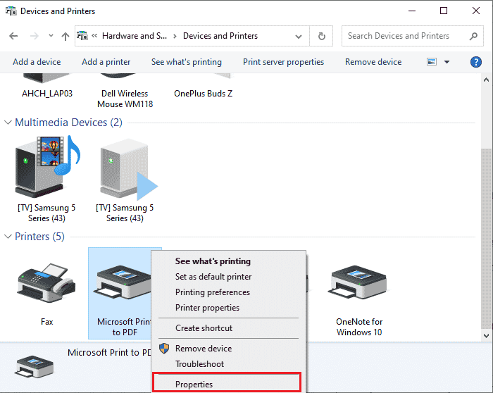 right click on your printer and select Properties.