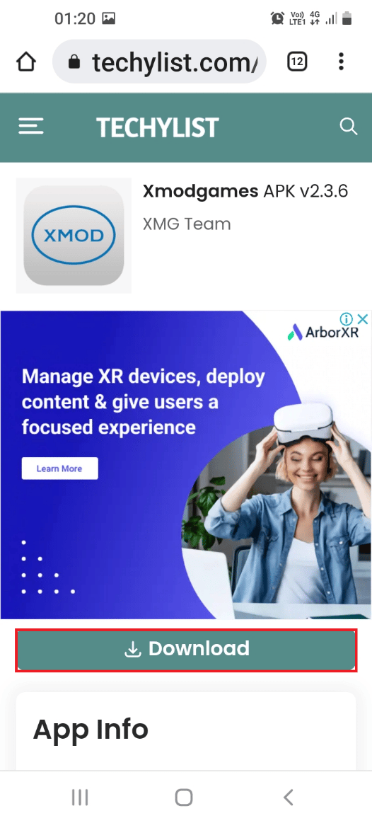 Open the official website of the Xmodgames app and tap on the Download button