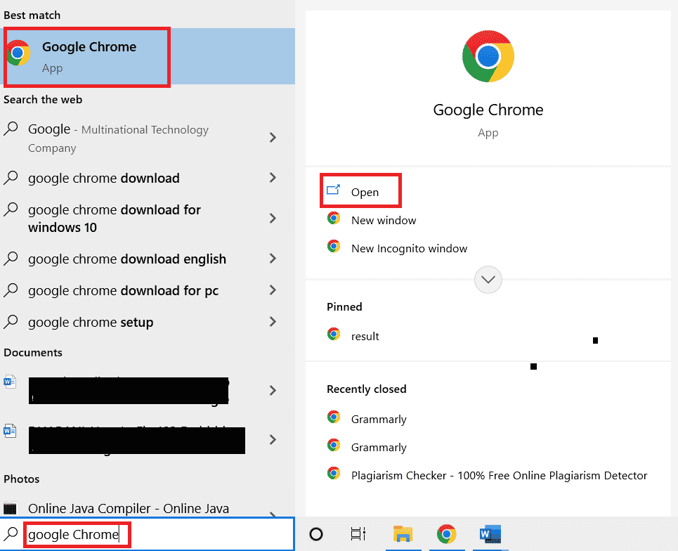 Open Google Chrome