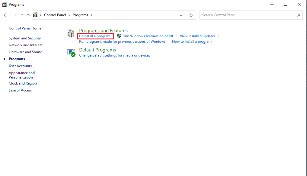 in the programs click on uninstall a program. Fix Chrome Errors While Searching for Harmful Software