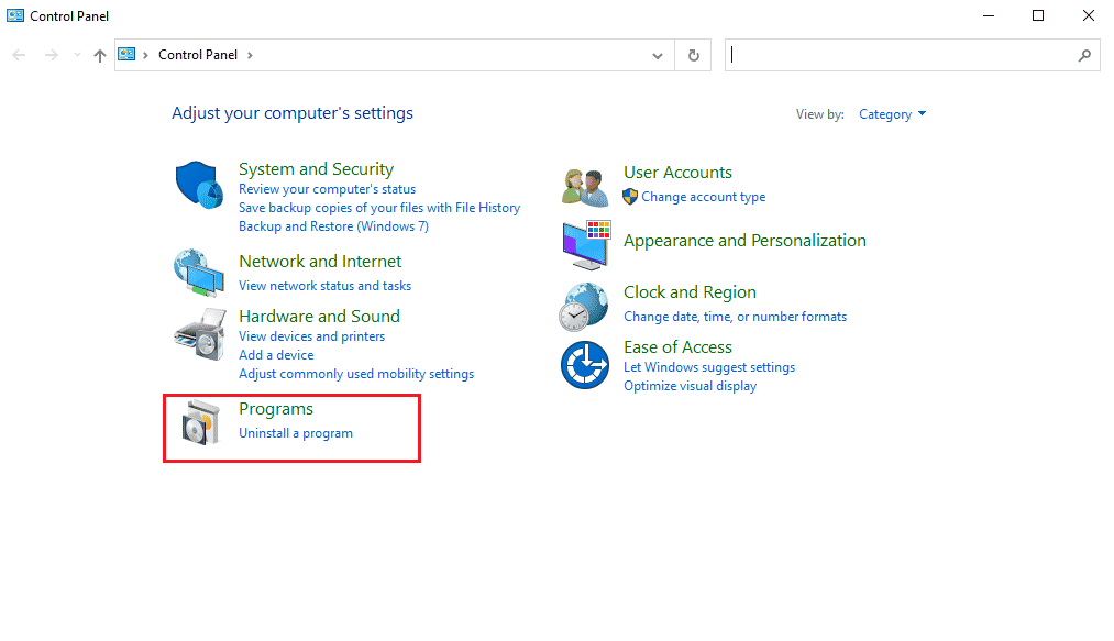 in the control panel click on programs