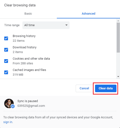 click on clear data. Fix Chrome Errors While Searching for Harmful Software