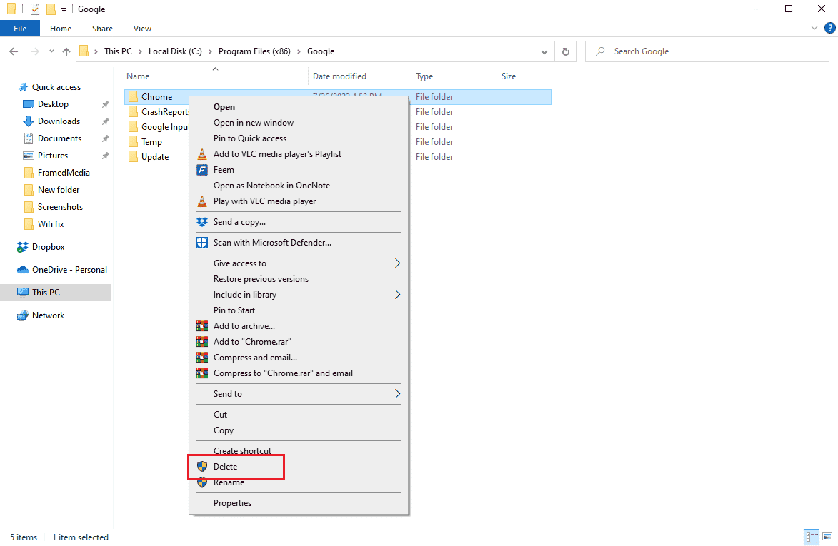 delete the folder named chrome