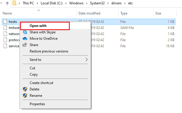 select the Open with option 