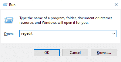 type regedit and hit Enter