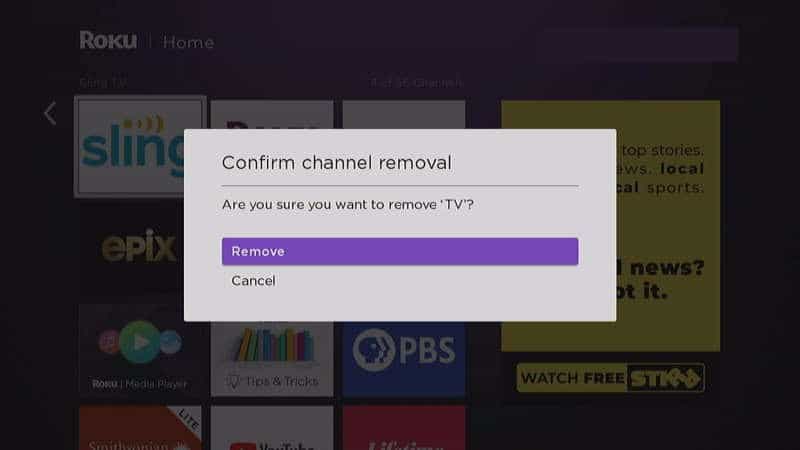 Confirm your choice by selecting Remove once Confirm channel removal appears on the screen
