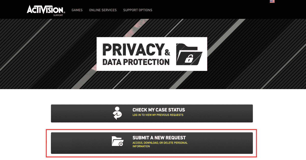choose submit a request in avtivision support page