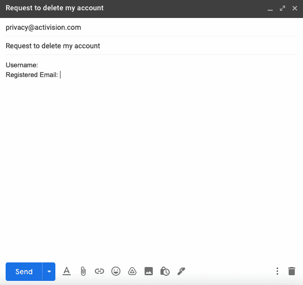 Sending mail to Activision regarding deletion of account and personal information. How to Delete Activision Account Permanently