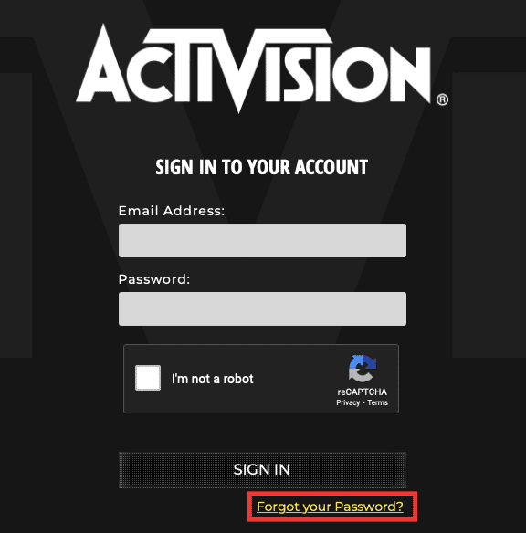 click on forgot your password. How to Delete Activision Account Permanently