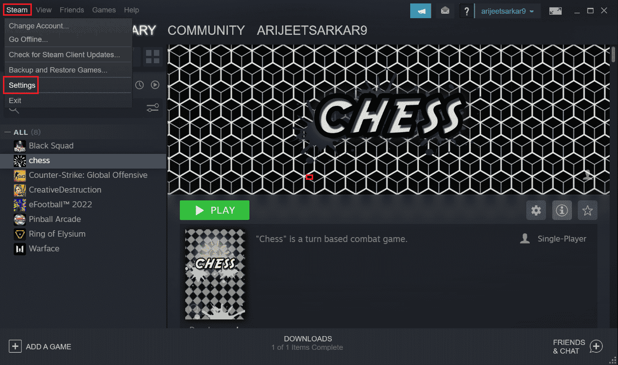 click on Steam then select Settings
