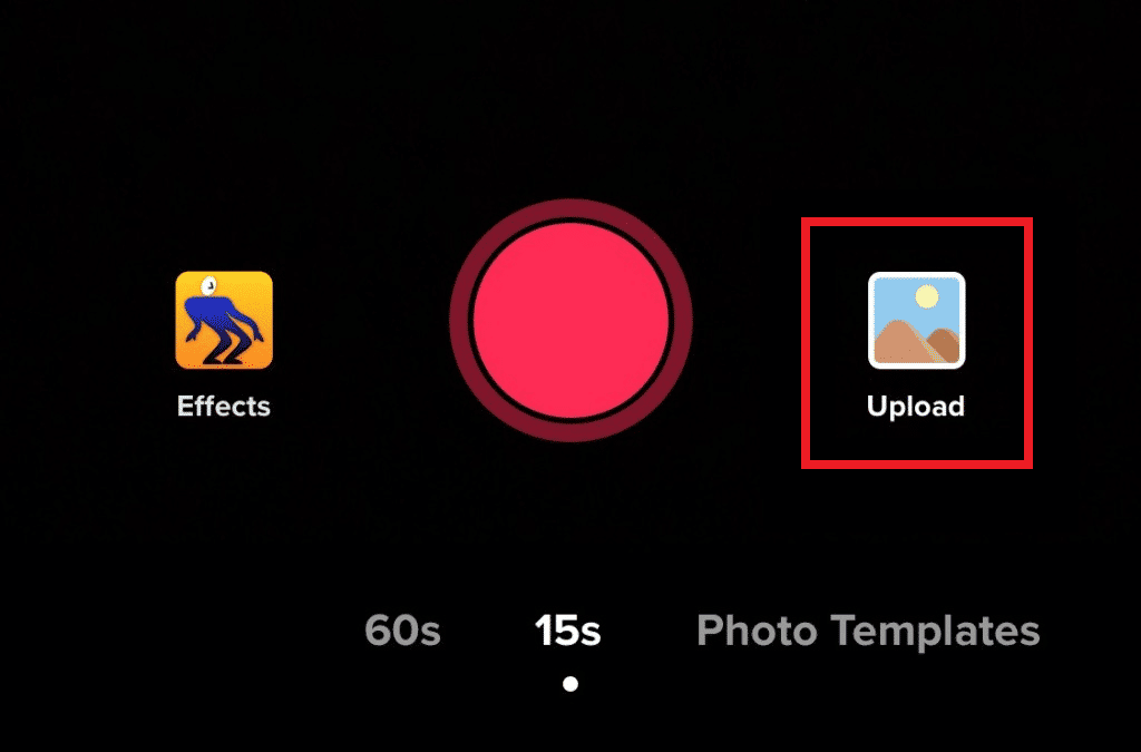 Tap on the Upload option to add the photos to TikTok | How to Talk Over a Sound on TikTok Without Voiceover