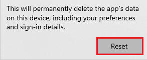 Confirm Reset