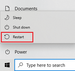 Click on restart