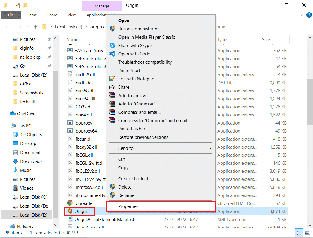 right click on Origin app and select Properties