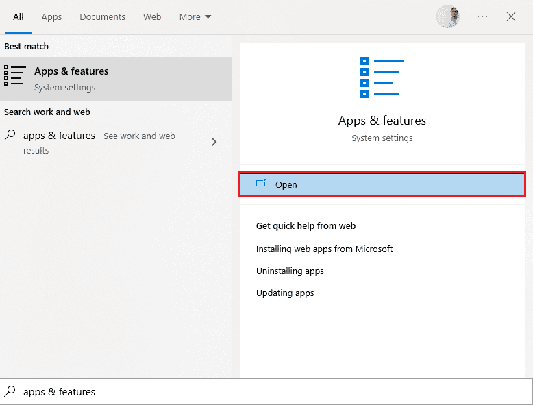 open apps and features