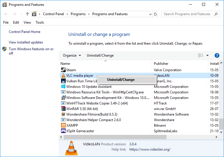 Uninstall unwanted programs from the Programs and Features window. Fix Origin 0xc00007b Error in Windows 10