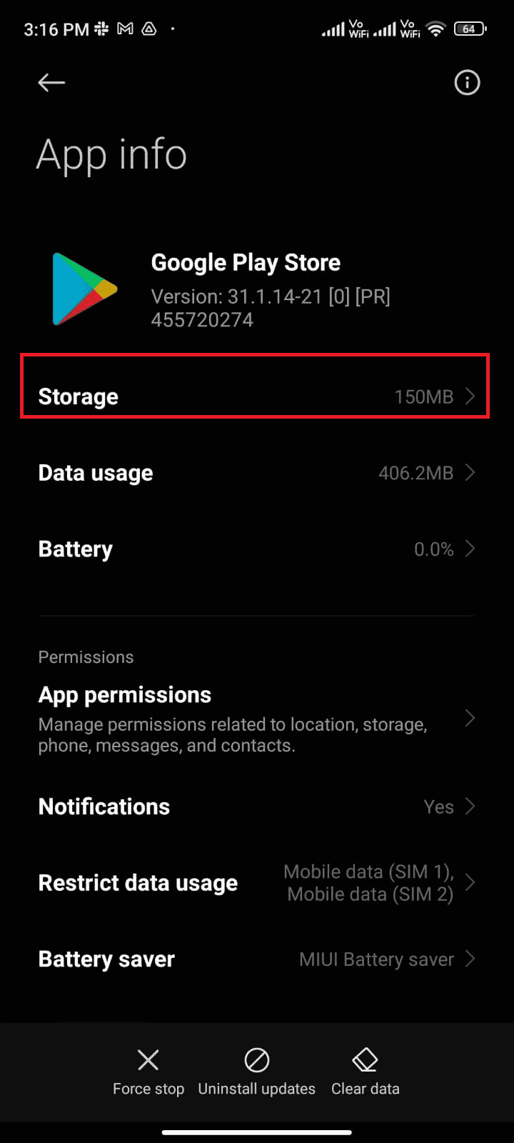 Next, tap on Storage.