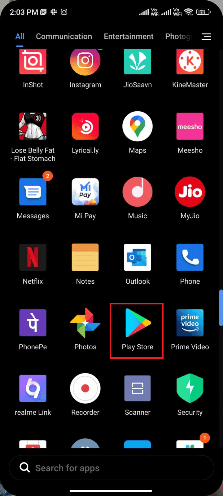 Tap on Play Store from your Home Screen