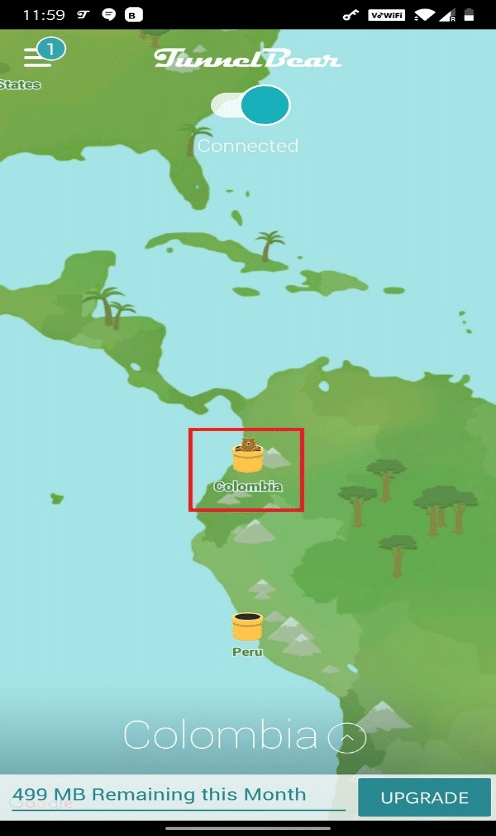 It will update your selected country and it will be connected