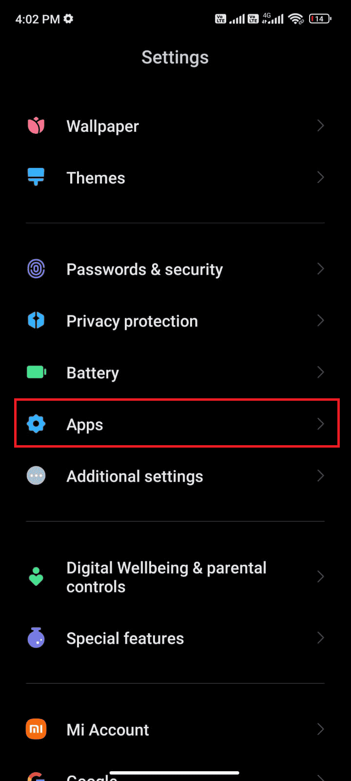 Now, tap on Apps