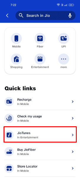 the Jio Tunes option under the Quick Links section. | How to Make a Ringback Tone for Android