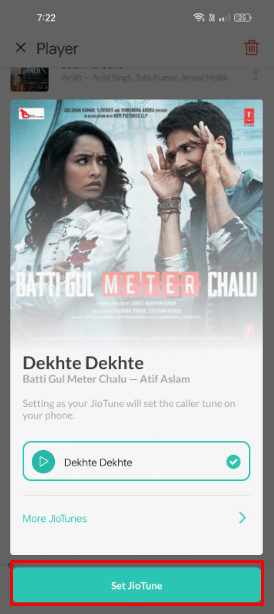 Click on the Set JioTunes option.
