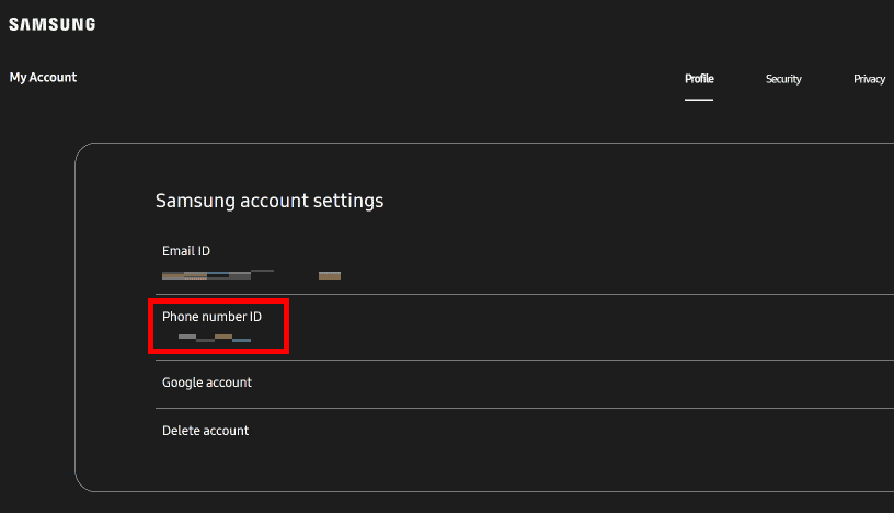 click on Phone number ID