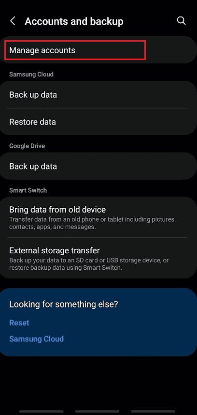 Tap on Manage accounts