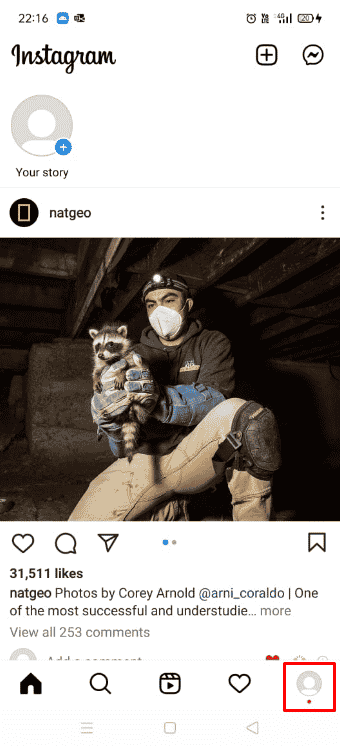 Tap on your profile icon at the bottom right corner