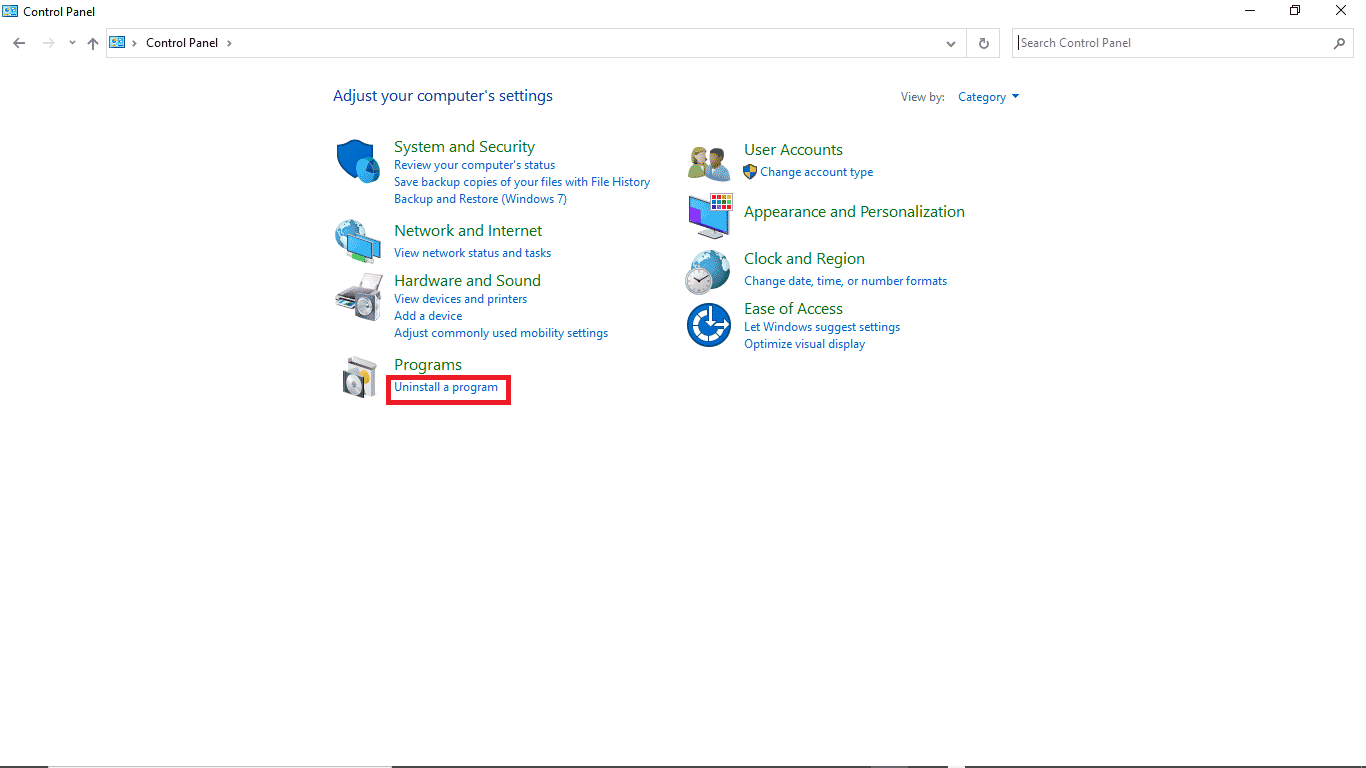 under programs click on uninstall a program. Fix Dropbox Error Downloading Your File