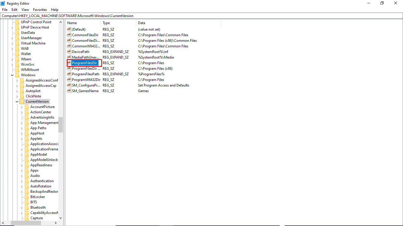 locate ProgramFilesDir. Fix Windows 10 Update Error 0xc1900204