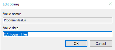 in the value data enter the desired program location