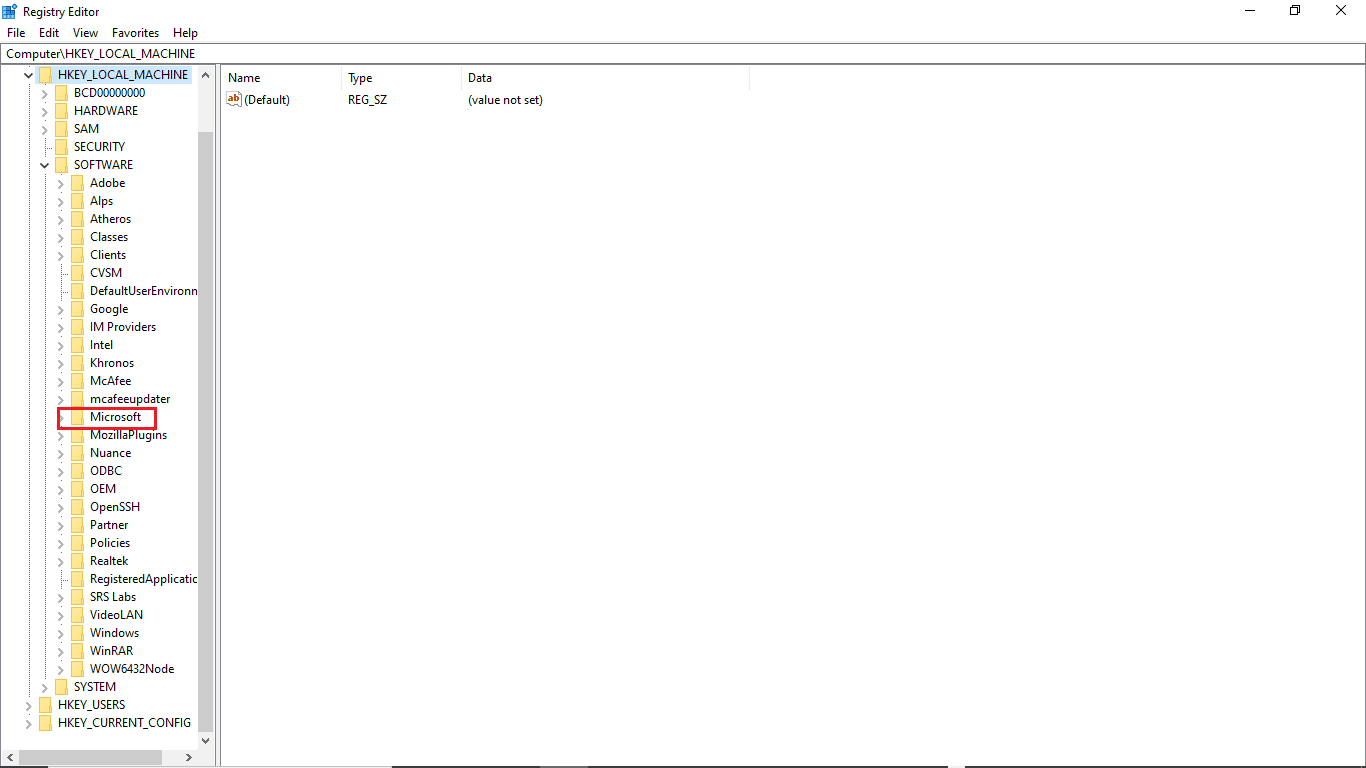open Microsoft key folder