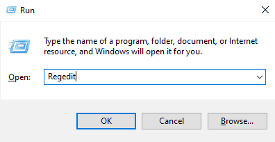 in the run prompt type Regedit 