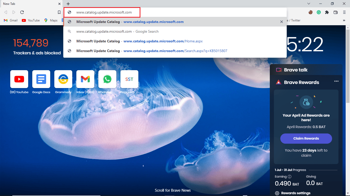 type microsoft catalog website link in the search bar