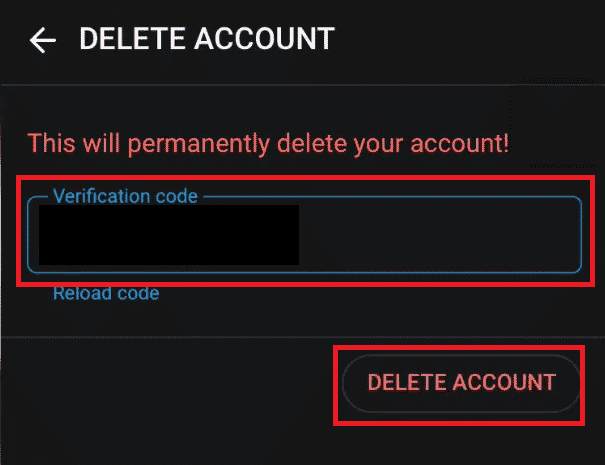 Enter the CAPTCHA code and tap on DELETE ACCOUNT to delete your account | remove account on OnlyFans