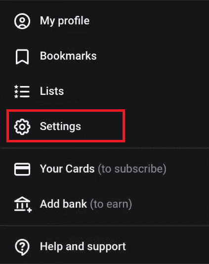 tap on Settings in the menu
