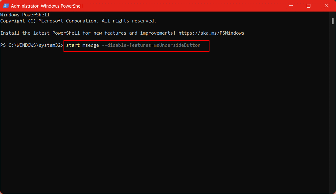 execute the following command