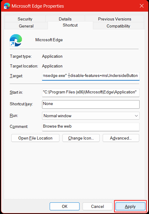 Click on Apply to enable the path